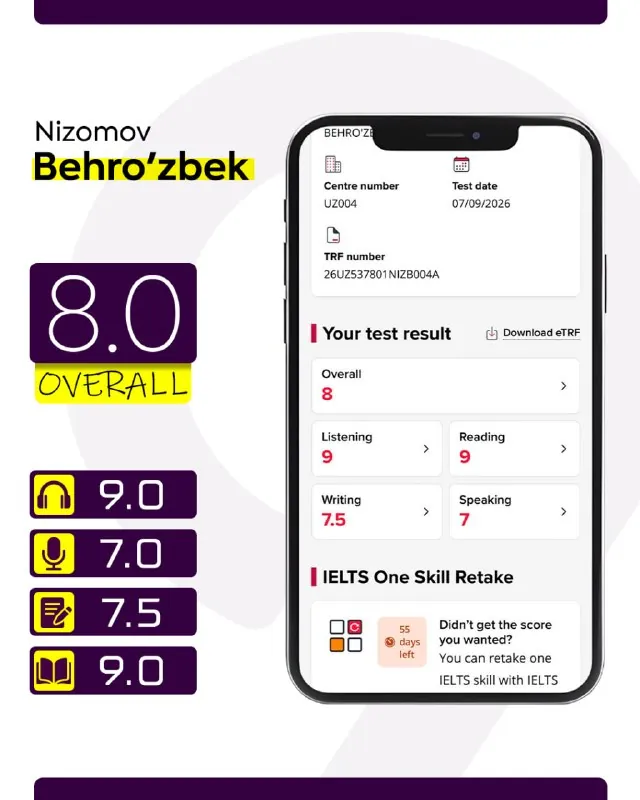 IELTS 8.0 — Nizomov Behroʻzbek